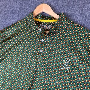 Barstool Sports Golf Polo Shirt Mens 2XL Green Peaches Performance Stretch